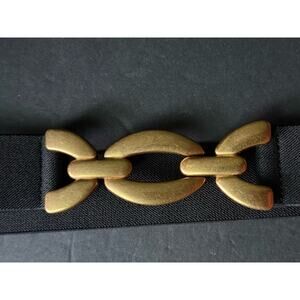 H&M Belt Elastic Buckle Gold Tone Black One Size Minimalist Classic Career